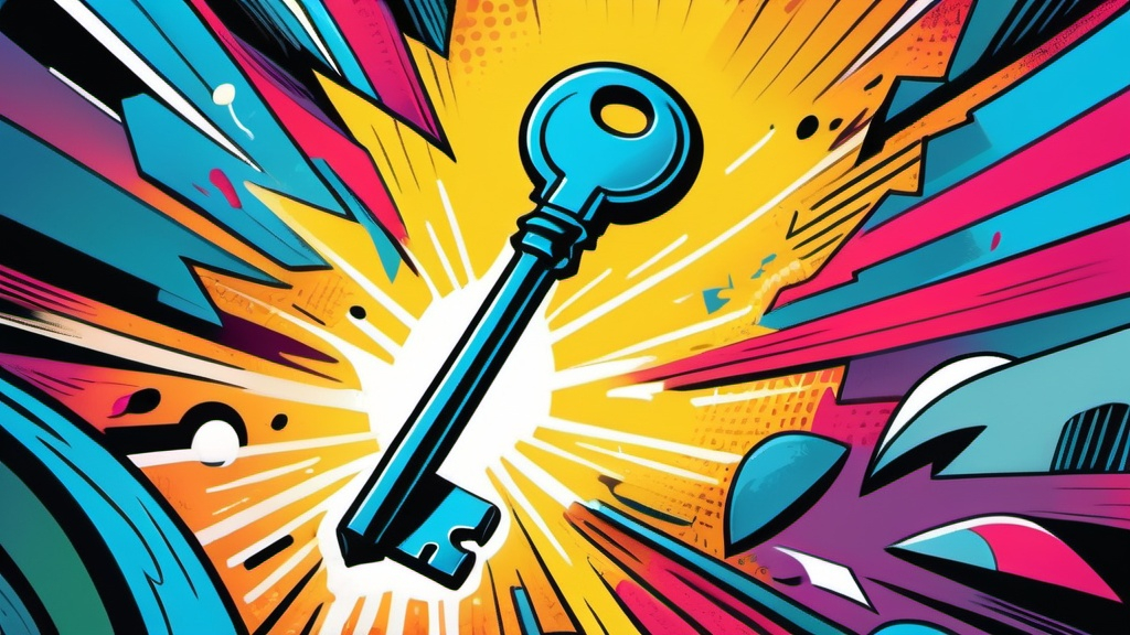 Door key in comic book style