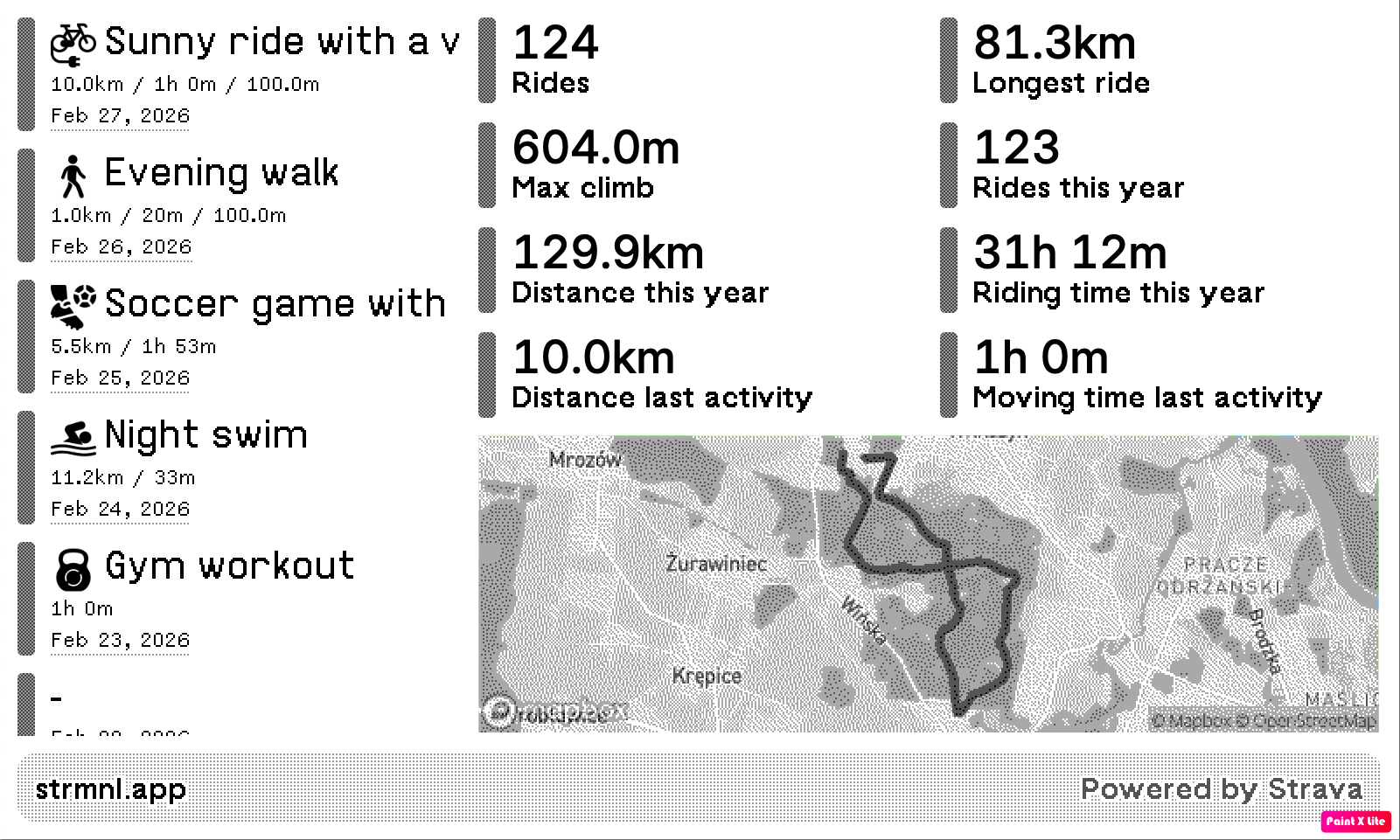 Strava plugin for TRMNL